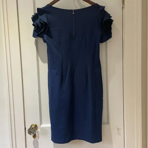 Pietro Brunelli "Salisburgo" Ruffled Sleeve Dress in Navy Blue Size S Maternity - Picture 5 of 9